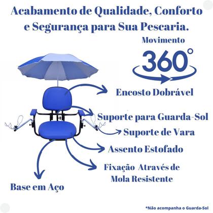 Imagem de Cadeira Estofada Com Braço Para Barco C/ Acessórios Azul