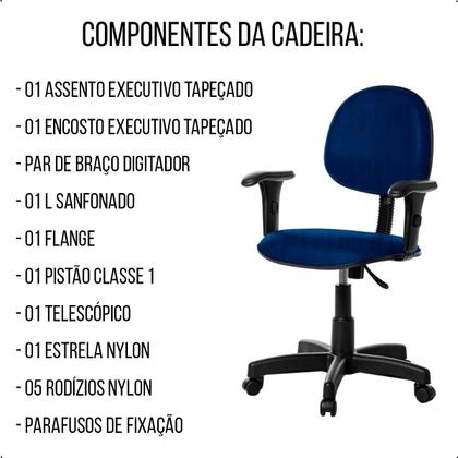 Imagem de Cadeira Executiva Giratória Escritório Ergonômica Com Braço Escritorio Home Office EaD