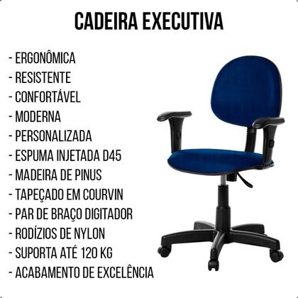 Imagem de Cadeira Executiva Giratória Escritório Ergonômica Com Braço Escritorio Home Office EaD