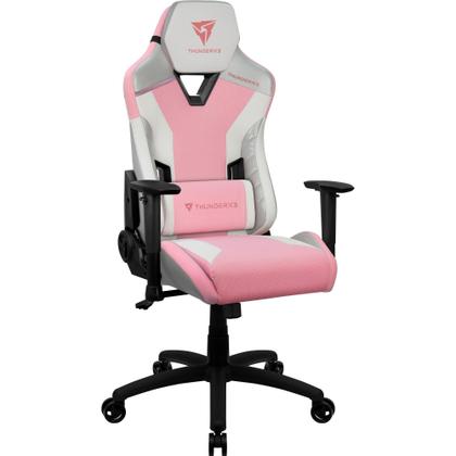 Imagem de Cadeira Gamer de Alto Conforto Com Encosto Reclinável de 135 Com Apoio de Lombar e Pescoço Ergonômica e Apoio de Braço Bidirecional Base de Metal e Giratória Cor Rosa e Branca