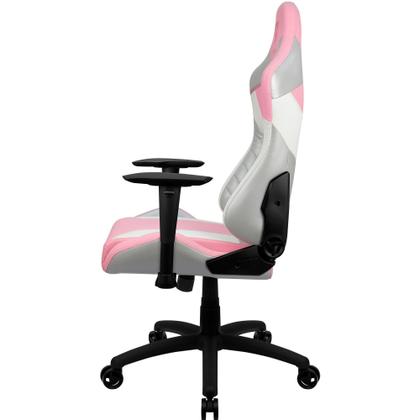 Imagem de Cadeira Gamer de Alto Conforto Com Encosto Reclinável de 135 Com Apoio de Lombar e Pescoço Ergonômica e Apoio de Braço Bidirecional Base de Metal e Giratória Cor Rosa e Branca