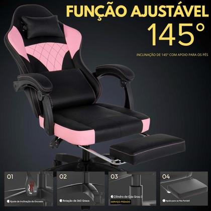 Imagem de Cadeira Gamer Ergonômica Com Estofado Couro Para Escritório