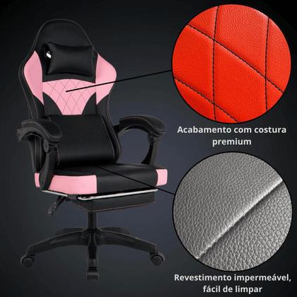 Imagem de Cadeira Gamer Ergonômica Com Estofado Couro Para Escritório