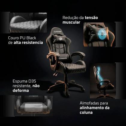 Imagem de Cadeira Gamer Escritório BM4 Reclinável 150 Ergonômica Giratória Couro PU Belmóveis com Almofadas