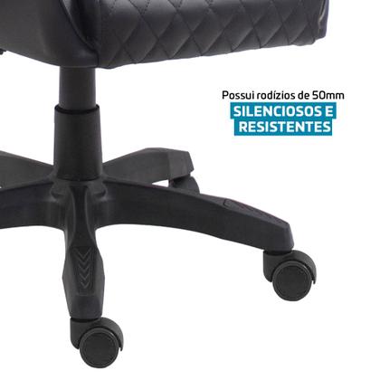 Imagem de Cadeira Gamer Escritório Material Sintético Pu Black Ergonômica Reclinável Altura Ajustável Bmg4 Belmóveis