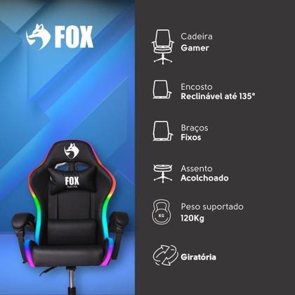 Imagem de Cadeira Gamer Fox Racer Nordic RGB Preta B98