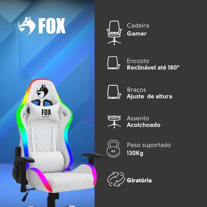 Imagem de Cadeira Gamer FOX Racer RGB com Iluminação Led Branca - UT-C1583L