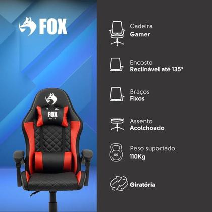 Imagem de Cadeira Gamer Fox Racer Vulpes Vermelha WZ-318