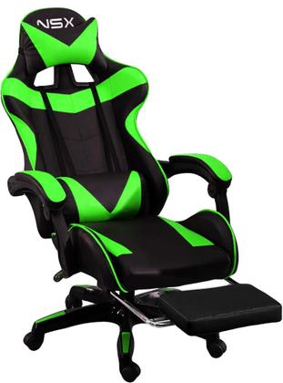 Imagem de Cadeira Gamer Giratória Nsx Reclinável Estofado Verde Couro