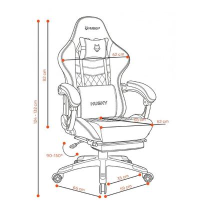 Imagem de Cadeira Gamer Husky Tempest 700, Até 145kg, Almofadas, Reclinável 150º, Tecido, Descanso para Pés, Cinza - HCG700CZT