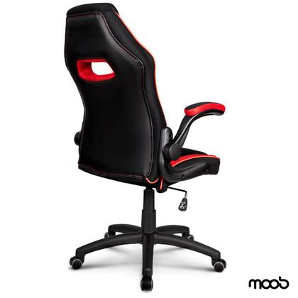 Imagem de Cadeira Gamer Moob Force Giratória Braços Ajustáveis e Função Relax Vermelho