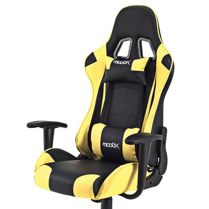 Imagem de Cadeira Gamer Moob GT Racer Reclinável 180º Braços Com Regulagem de Altura Almofadas Para Lombar e PescoçoPreto/Amarelo