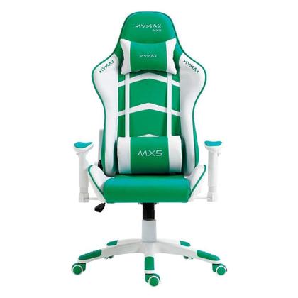 Imagem de Cadeira Gamer Mymax MX5, Até 150kg Reclinável, Descanso de Braço 2D, Branco e Verde - MGCH-MX5/GRWH