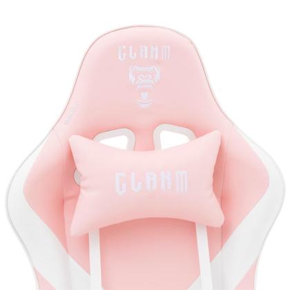 Imagem de Cadeira Gamer rosa com Branco MOUNT De Alto Conforto Com Ajuste de Altura inclinação do encosto de 180 Graus Suporta até 150kg