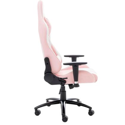 Imagem de Cadeira Gamer rosa com Branco MOUNT De Alto Conforto Com Ajuste de Altura inclinação do encosto de 180 Graus Suporta até 150kg