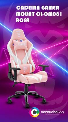 Imagem de Cadeira Gamer Rosa E Branco Clanm Cl-Cm081