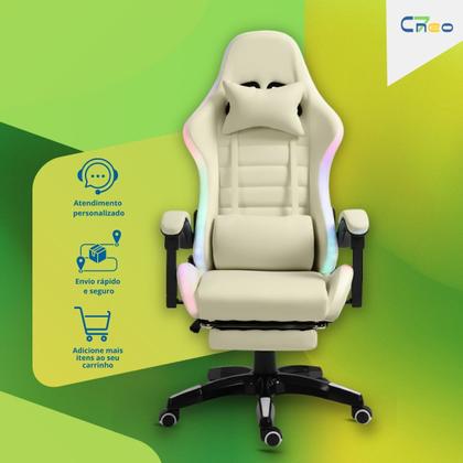 Imagem de Cadeira Gamer Setup Profissional Jogos C7 Neo RGB LED Ergonômica Reclinável Confortável Apoio Pés Almofadas Lombar