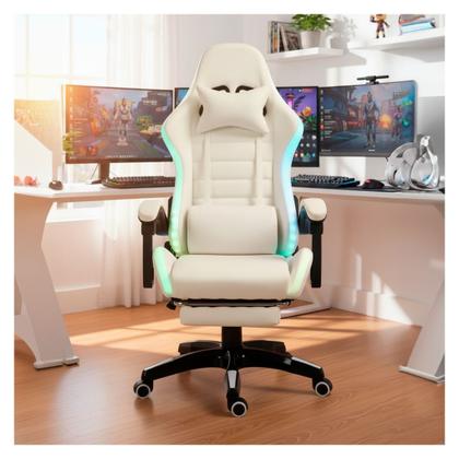 Imagem de Cadeira Gamer Setup Profissional Jogos C7 Neo RGB LED Ergonômica Reclinável Confortável Apoio Pés Almofadas Lombar