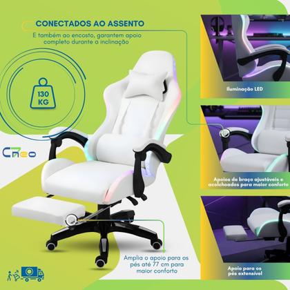 Imagem de Cadeira Gamer Setup Profissional Jogos C7 Neo RGB LED Ergonômica Reclinável Confortável Apoio Pés Almofadas Lombar