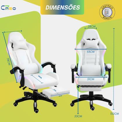 Imagem de Cadeira Gamer Setup Profissional Jogos C7 Neo RGB LED Ergonômica Reclinável Confortável Apoio Pés Almofadas Lombar