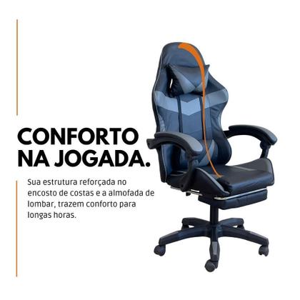 Imagem de Cadeira Gamer Stillus Ergonômica Com Apoio Para Os Pés - Cinza