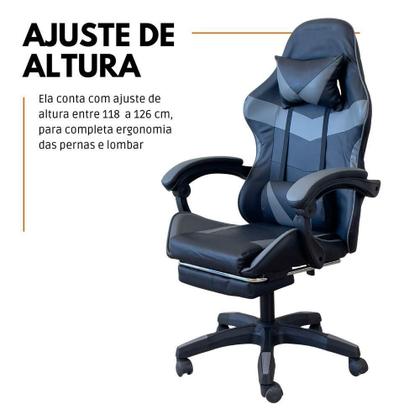 Imagem de Cadeira Gamer Stillus Ergonômica Com Apoio Para Os Pés - Cinza