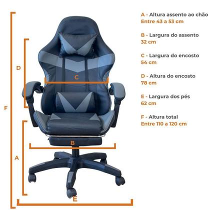 Imagem de Cadeira Gamer Stillus Ergonômica Com Apoio Para Os Pés - Cinza