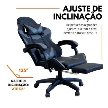 Imagem de Cadeira Gamer Stillus Ergonômica Com Apoio Para Os Pés - Cinza
