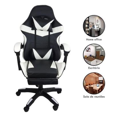 Imagem de Cadeira Gamer Stillus Ergonômica Com Apoio Para Os Pés Preto E Branco