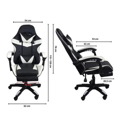 Imagem de Cadeira Gamer Stillus Ergonômica Com Apoio Para Os Pés Preto E Branco