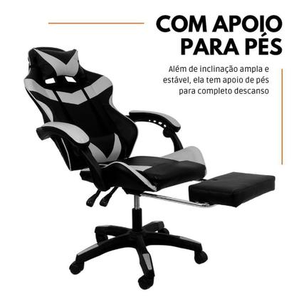 Imagem de Cadeira Gamer Stillus Ergonômica Com Apoio Para Os Pés - Preto E Branco