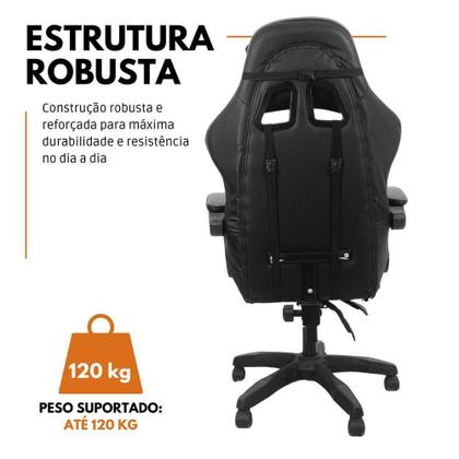Imagem de Cadeira Gamer Stillus Ergonômica Com Apoio Para Os Pés - Preto E Branco
