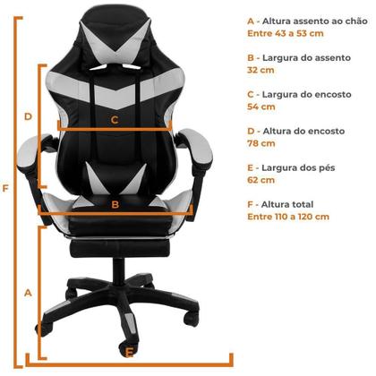 Imagem de Cadeira Gamer Stillus Ergonômica Com Apoio Para Os Pés - Preto E Branco