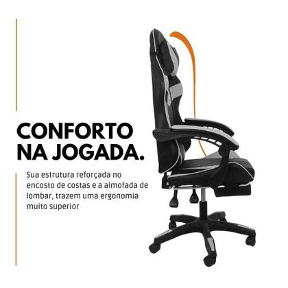 Imagem de Cadeira Gamer Stillus Ergonômica Com Apoio Para Os Pés - Preto E Branco