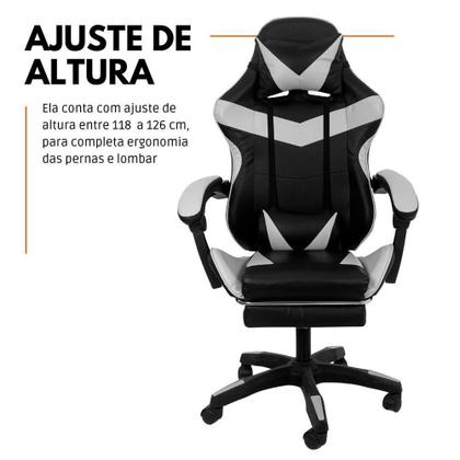 Imagem de Cadeira Gamer Stillus Ergonômica Com Apoio Para Os Pés - Preto E Branco