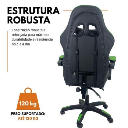 Imagem de Cadeira Gamer Stillus Ergonômica Com Apoio Para Os Pés - Preto E Verde