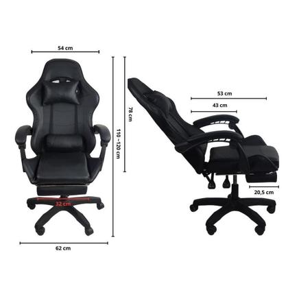Imagem de Cadeira Gamer Stillus Ergonômica Com Apoio Para Os Pés Preto