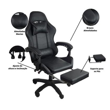 Imagem de Cadeira Gamer Stillus Ergonômica Com Apoio Para Os Pés Preto