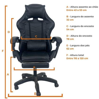 Imagem de Cadeira Gamer Stillus Ergonômica Com Apoio Para Os Pés - Preto