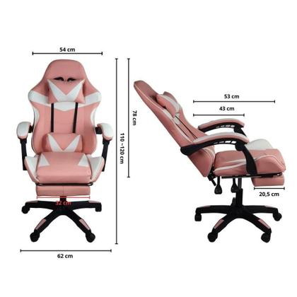 Imagem de Cadeira Gamer Stillus Ergonômica Com Apoio Para Os Pés Rosa Chiclete