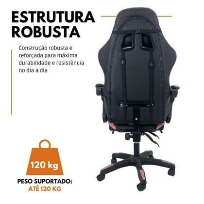Imagem de Cadeira Gamer Stillus Ergonômica Com Apoio Para Os Pés - Rosa E Branco