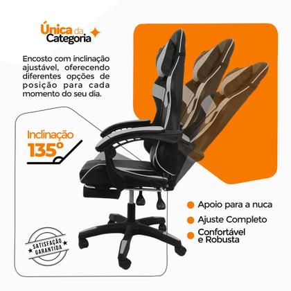 Imagem de Cadeira Gamer Stillus Ergonômica Oficial com Apoio Para os Pés - Preta / Branca