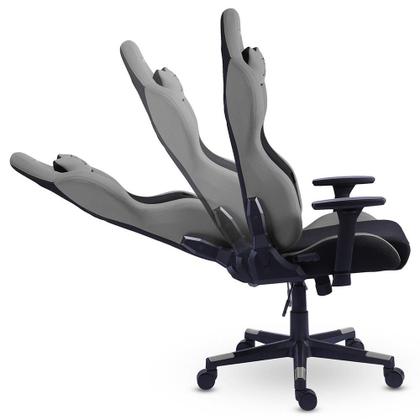 Imagem de Cadeira Gamer XT Racer Defender, Até 120kg, Com Almofadas, Reclinável, Descanso de Braço 3D, Preto e Cinza - XTR-032