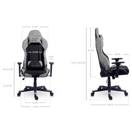Imagem de Cadeira Gamer XT Racer Defender, Até 120kg, Com Almofadas, Reclinável, Descanso de Braço 3D, Preto e Cinza - XTR-032