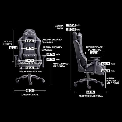 Imagem de Cadeira Gamer XT Racer Platinum W Series, Até 120kg, Com Almofadas, Reclinável, Descanso de Braço 3D, Preto - XTR-010