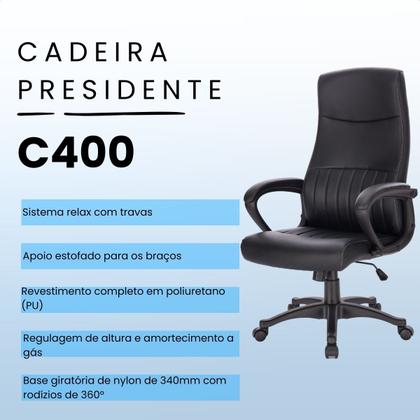 Imagem de Cadeira Giratoria Escritorio Presidente Ergonomica Best C400