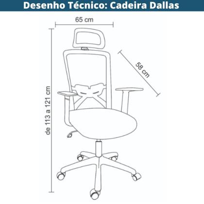 Imagem de Cadeira Giratória NR-17 President Office c/ Braços Dallas Rivatti Tela Mesh Cinza Base Rodízio Nylon