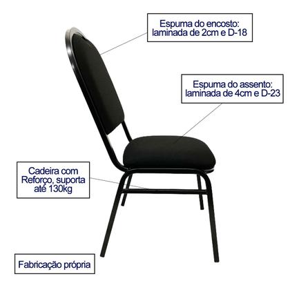 Imagem de Cadeira Hoteleira Empilhavel Reforçada Redonda com Puxador para Auditório Recepção Preta Kit 4 Peças