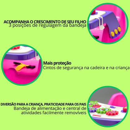 Imagem de Cadeira Infantil 2x1 Para Bebê Alimentação e Didática Cadeirão Papinha e Atividades Educativo Para Crianças
