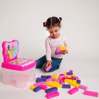 Imagem de Cadeira Infantil Com Blocos De Montar Encaixe Colorido 24 Pç